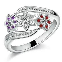 Christmas wholesale Elegant women silver Plated crystal Wedding crystal ring best quality fashion Charm classic Jewelry AR1075