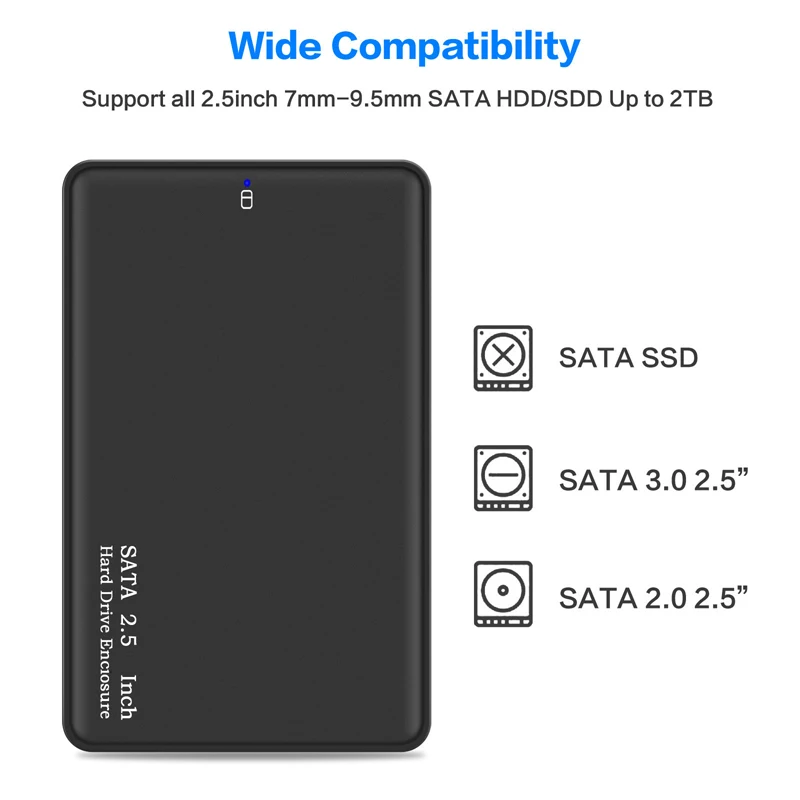 Чехол для жесткого диска 5 Гбит/с USB3.0 2 дюйма SATA к USB HDD черный корпус внешнего
