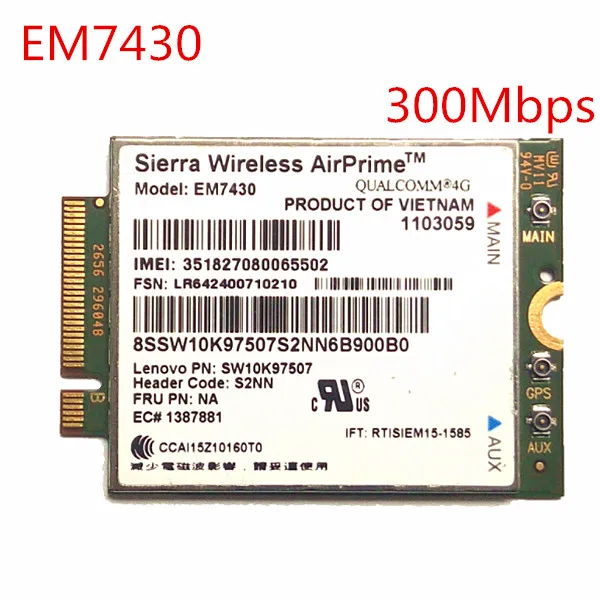 EM7430 FDD/TDD LTE 4G модуль WCDMA GNSS карта для Thinkpad X270 X1 Carbon 5-го поколения (20HQ 20HR) YOGA Tablet gen 2 |