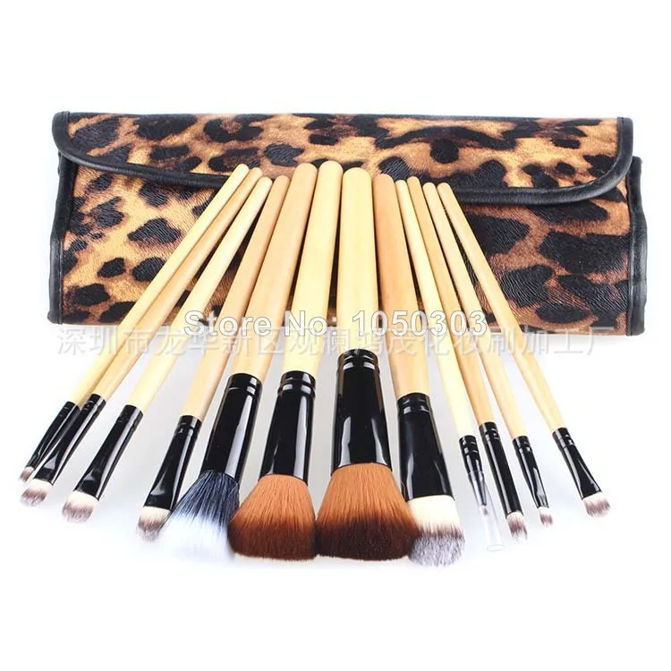 Wholesale 12 Leopard Spot brushes makeup brush sets selling upscale