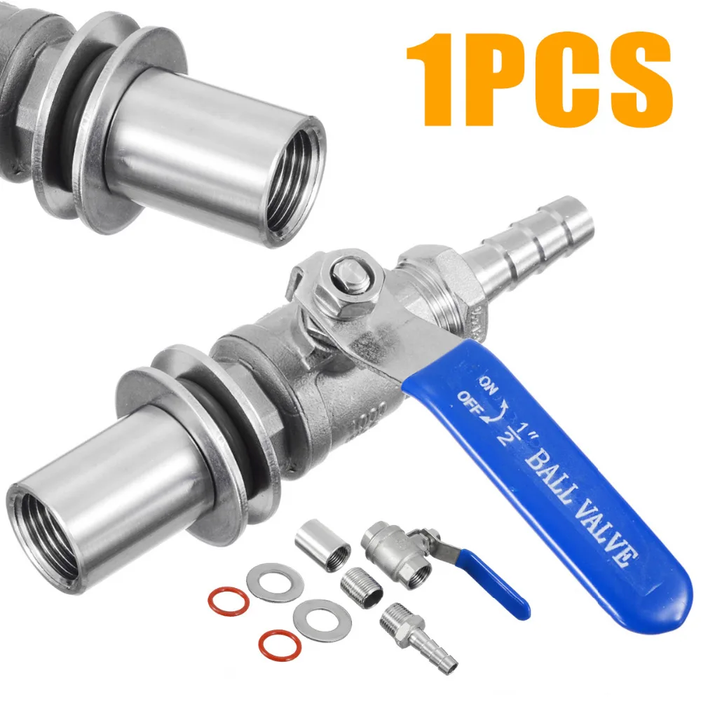 

1pc 1/2" Weldless Ball Valve High Quality Stainless Steel Barb Pipe Compact Kettle Homebrew Valve