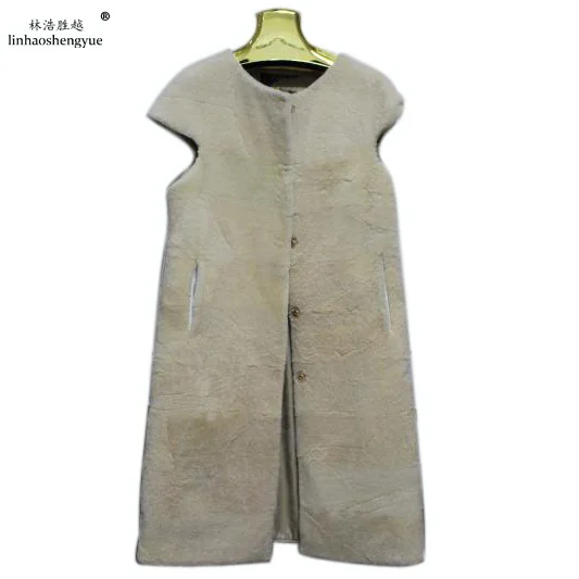 Linhaoshengyue модная женская овечья кашемировая меховая жилетка из натурального меха с большим плечом