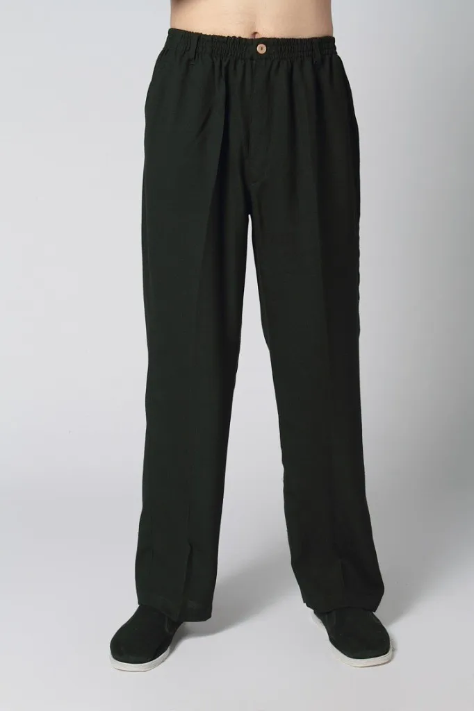 Бежевые мужские хлопковые льняные брюки для кунг-фу, брюки в традиционном китайском стиле на весну и осень, Размеры S M L XL XXL XXXL 2350-4 - Цвет: Черный