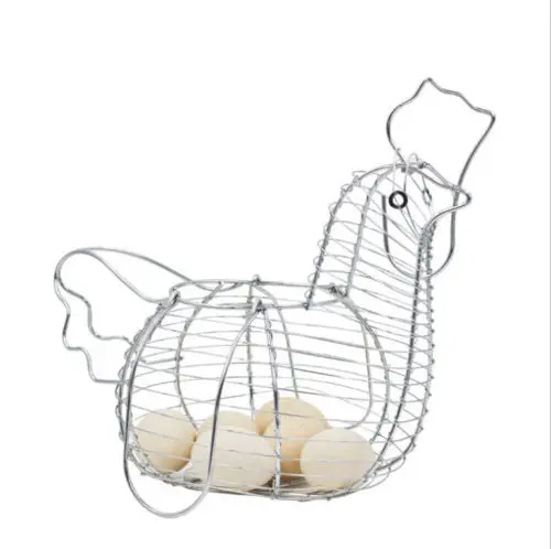 

Chicken Egg Holder Large Metal Wire Hen Shaped Kitchen Storage Basket Rack Decor