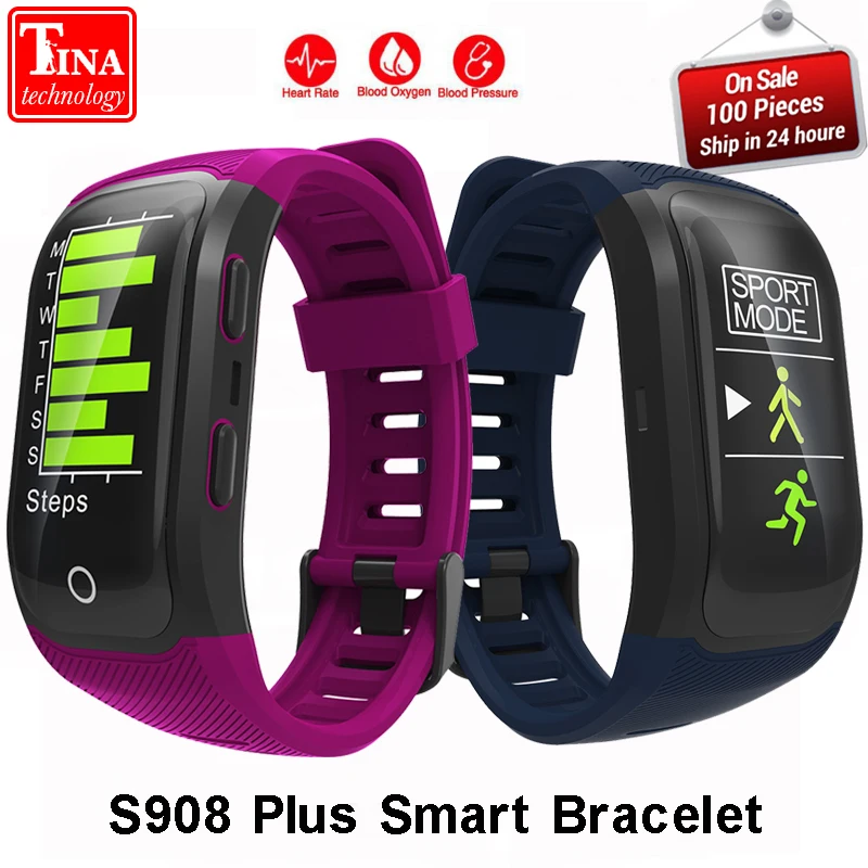 

New S908 plus Smart Bracelet GPS IP68 professional waterproof Color display screen Heart Rate Auto LAP Smart Band Sleep Monitor
