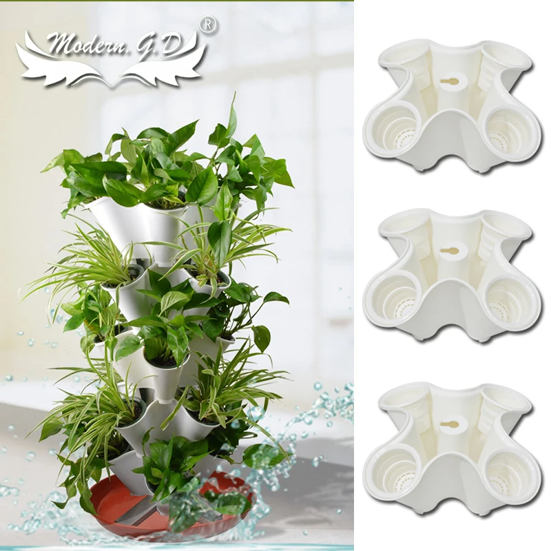 

Stacked Vertical Garden and home Planters Decoration flower pot