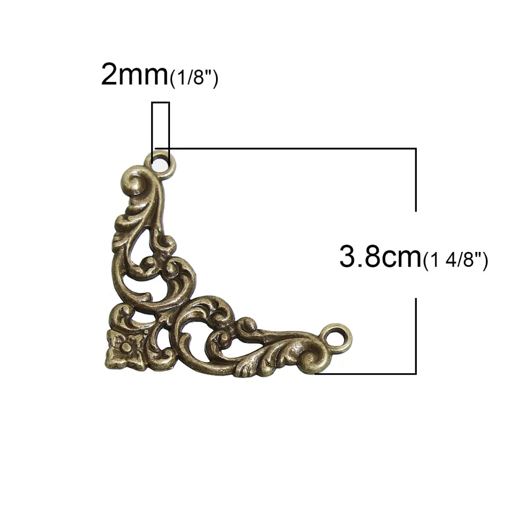 Wholesale New 30Pcs Bronze Tone Filigree Wraps Connectors 4.3x4.3cm Fit 14.5mm
