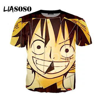 

LIASOSO 3D Print Women Men Tshirt Summer Anime One Piece Luffy Franky Jinbe T-shirt Hip Hop Pullover Harajuku Short SleeveX0941