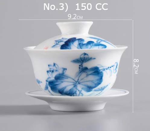 "King tea Mall" Gaiwan tea Tureen "синий и белый Китай" Чайные чашки чайные изделия чайные инструменты чайные наборы подарки 150-170 куб. См - Цвет: 3.D9.2 H8.2 CM 150CC