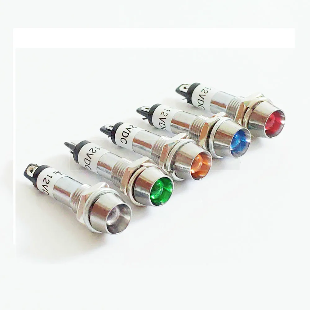 СВЕТОДИОДНЫЙ 8 мм металлический индикаторный светильник s Водонепроницаемая сигнальная лампа без провода и светодиодный светильник сигнальная выпуклая лампа XD8-1 5 цветов 12 В 24 В 220 В