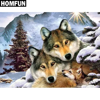 

HOMFUN Full Square/Round Drill 5D DIY Diamond Painting "Snow Wolf" Embroidery Cross Stitch 5D Home Decor Gift
