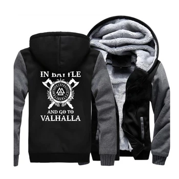 

Vikings Die In Battle Printed Men Thick Hoodies Sweatshirts 2020 Spring Winter Fleece Men's Jackets Casual TV Hoodie For Fans