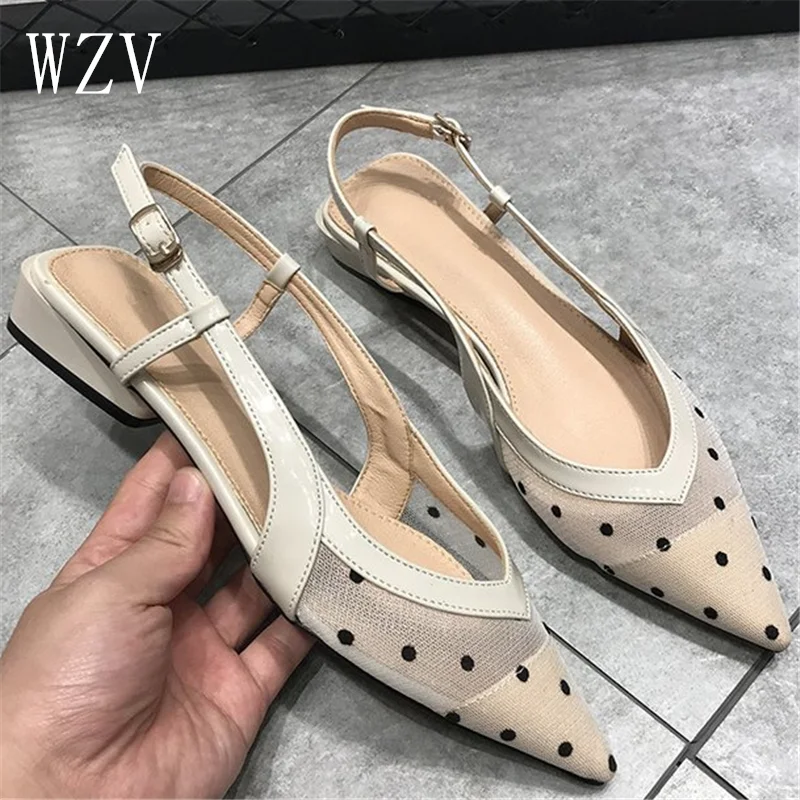

Spring Ladies Wave Point Flat Shoes Comfortable Pointed Toe Bud silk Shallow Mouth Ladies Casual Shoes Slingback Sandals k208