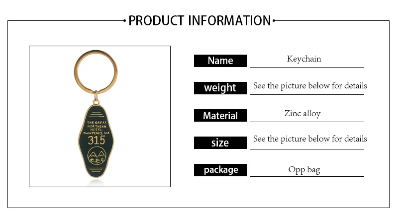 Брелок для ключей с логотипом в виде Золотой буквы "Твин Пикс" The Great Northern, 315, Зеленый Эмалированный металлический брелок для женщин и мужчин, ювелирные изделия