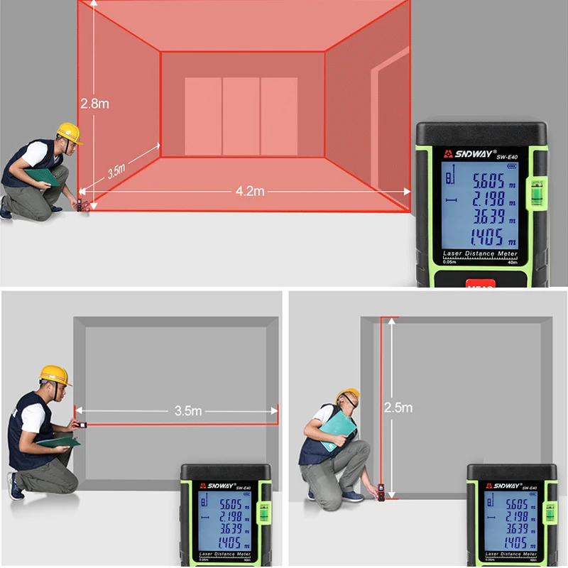 SNDWAY SW-E40 40 м цифровой лазерный дальномер Finder построить измерения устройства линейка