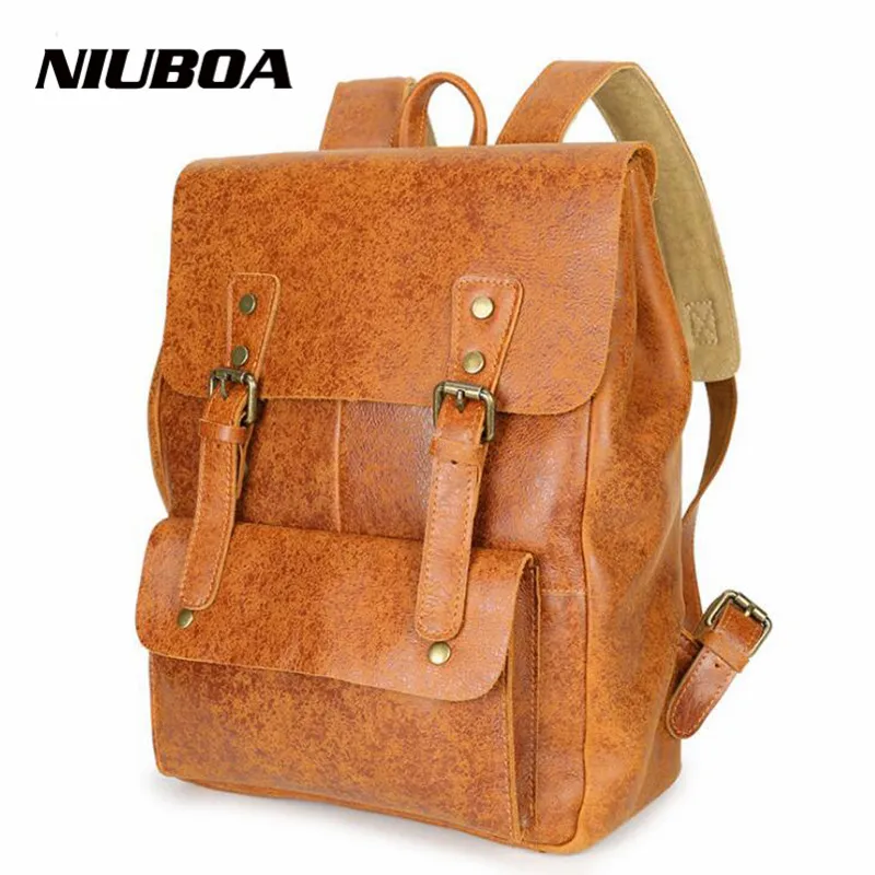 

Top Quality Cowhide Knapsack Male First Layer Leather Laptop Preppy School Bag Vintage Genuine Leather Rucksack Men Backpack