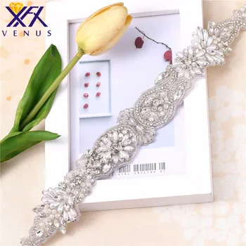

XFX VENUS 30 PCS Handmade beaded rhinestone appliqued bridal sash Belt bachelorette crystal applique for sparkle dress