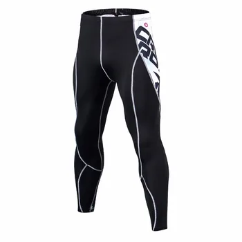 

2018 New Fashion Mens Compression Pants 3D Print Quick Dry Skinny Leggings Tights Fitness MMA Pants Stitching Tousers