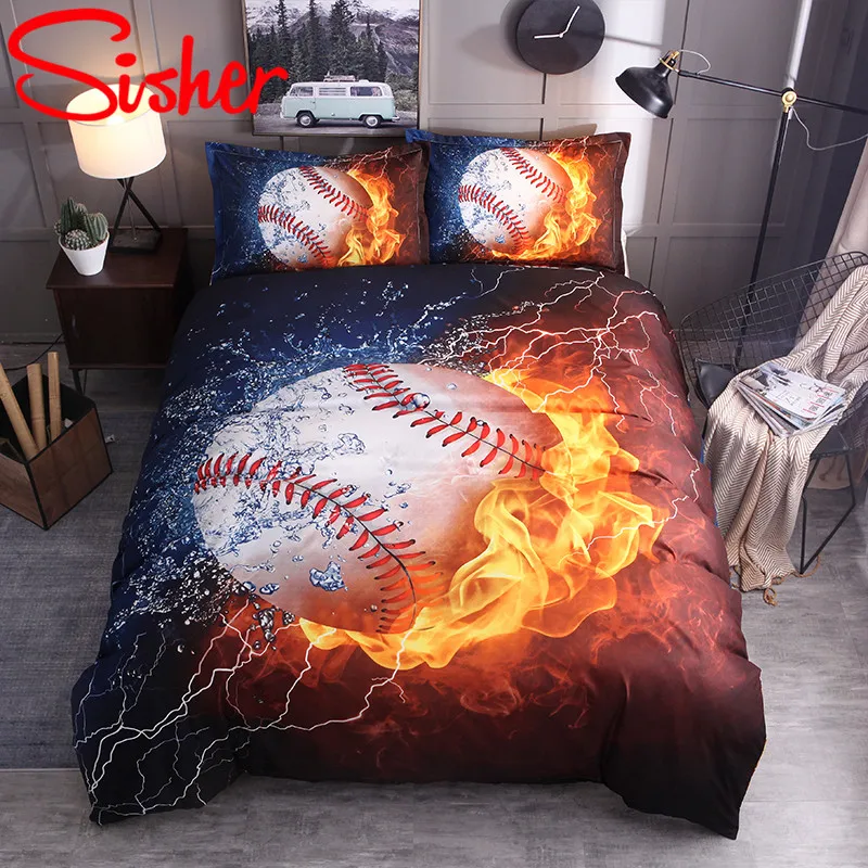 

Sisher Home Textile 3D Sports Printed Bedding Sets Football Basketball Duvet Cover Set For Adult Men 2/3 Pcs
