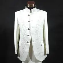 Блейзер для мужчин, торжественное платье, новейший дизайн пальто, брюки, костюм для мужчин, китайский костюм-туника, стоячий воротник, свадебные костюмы для мужчин