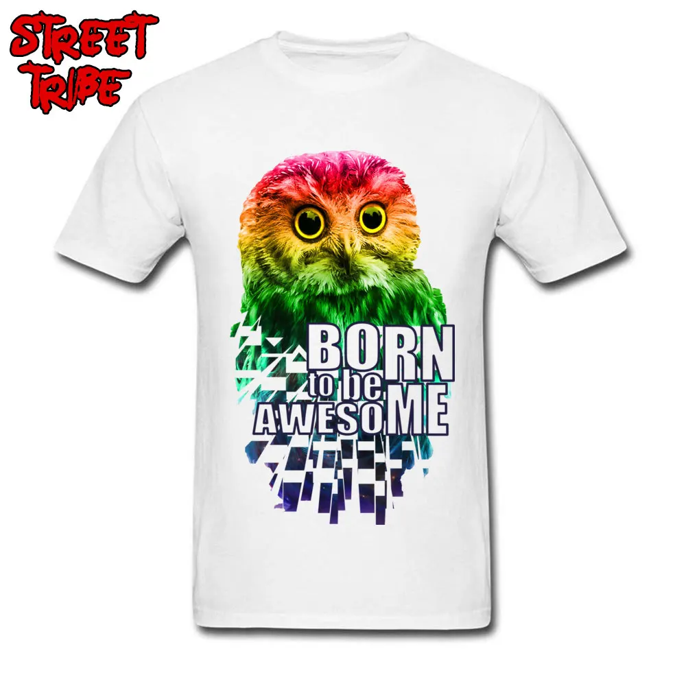  Men T Shirts awesome owl Normal Tops Shirts Pure Cotton Crew Neck Short Sleeve Classic T Shirt Summer Autumn Free Shipping awesome owl white