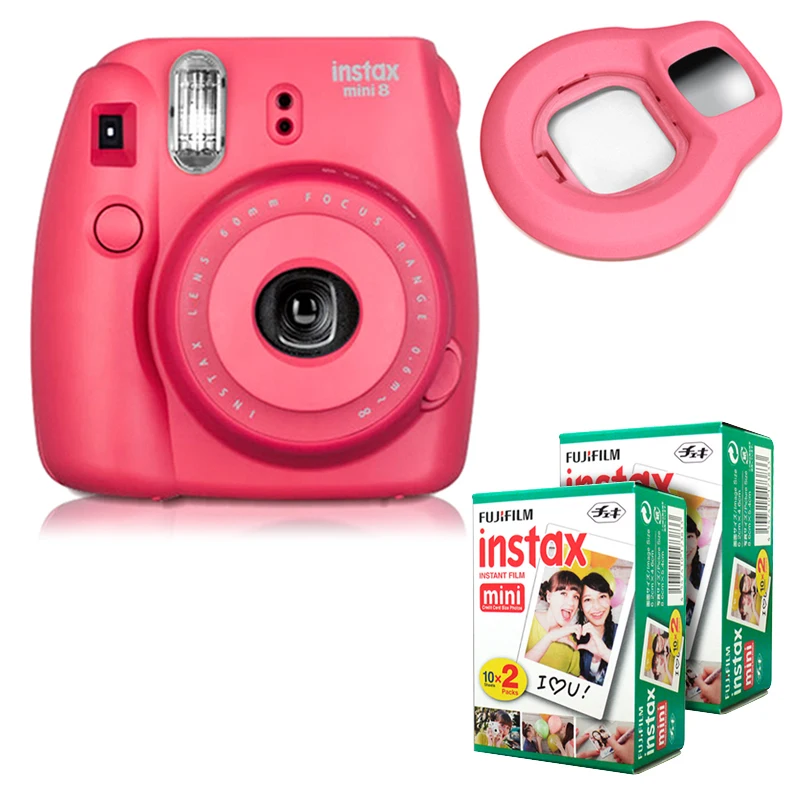 Fujifilm Instax Mini 8 мгновенная камера-Raspberry+ Fuji White Edge 40 пленка+ объектив крупным планом-Raspberry