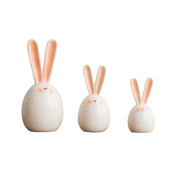 

Ceramic Rabbit Figurine Home Living Room Decoration Porcelain Statue Art Crafts Ornament Wedding Decor Valentines Day Gift
