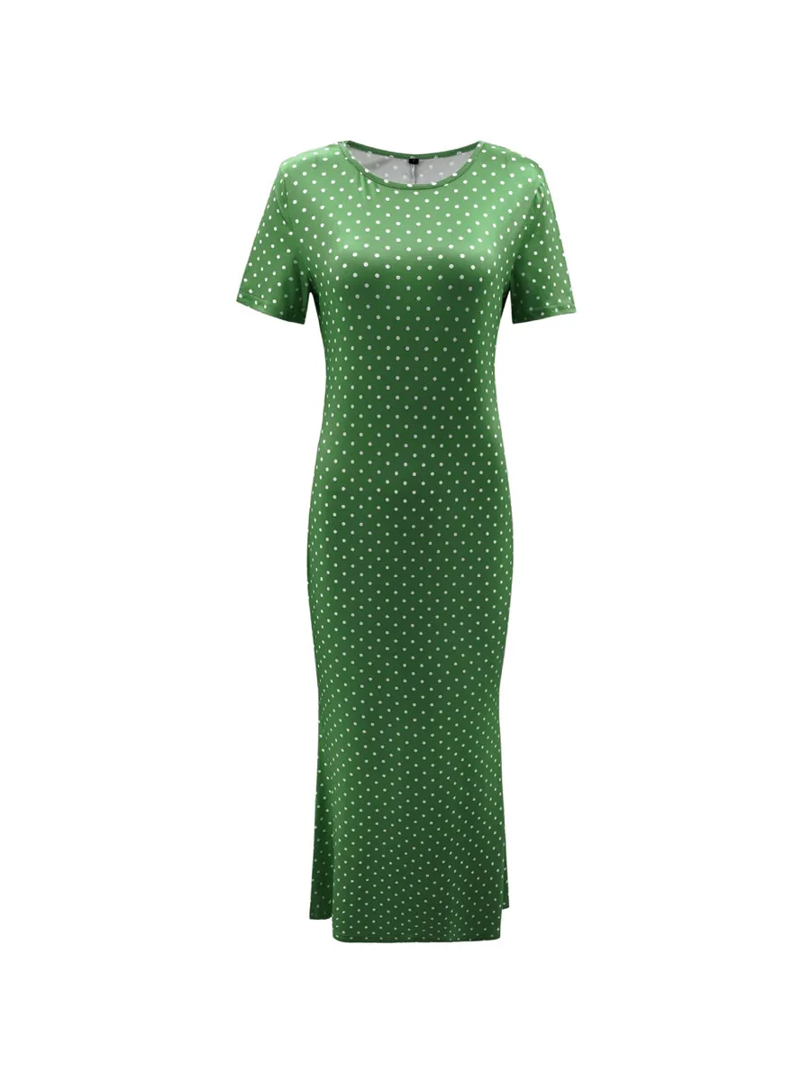 Gladiolus Sexy Bodycon Summer Dress Women 2019 Short Sleeve O Neck Polka Dot Women Maxi Dress Spring Ladies Sexy Club Dresses (24)