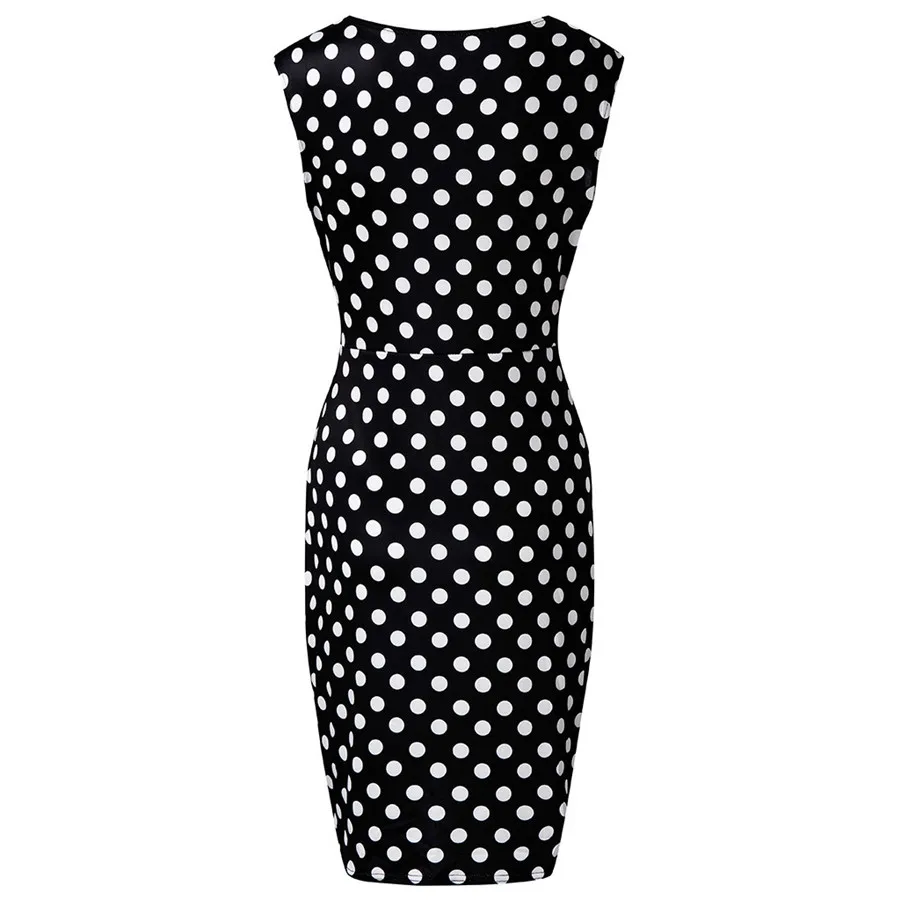 2019 woman summer fashion polka dot print beach dress long V-neck sleeveless casual beach dress plus size dress cover up 40J3 (11)