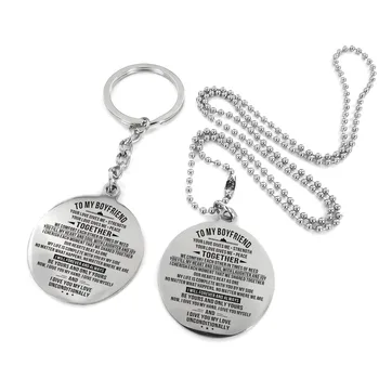 

To My Boyfriend-Engraved Stainless Steel Necklace&KeyChain Wonderful Gift Birthday Anniversary Military Gift Dog Tags Couple Key