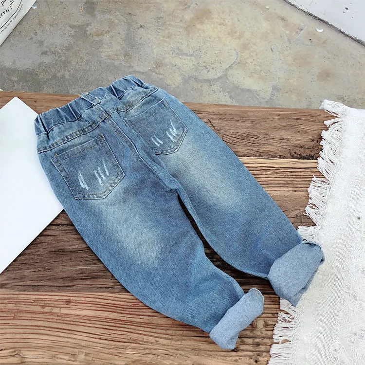 Bonito dos Desenhos Calças de Cintura Meninas Animados Jeans Outono Crianças Calças Casuais Elástica 2020 7 Meninas bonito dos desenhos animados jeans 2019