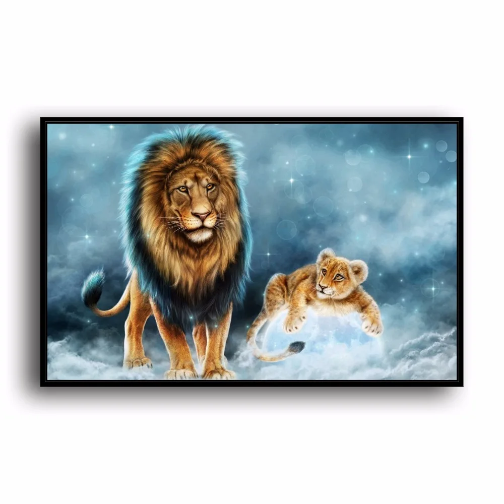 Lions And Lion Cubs Animal Natural Scenery. HD Canvas Print Home