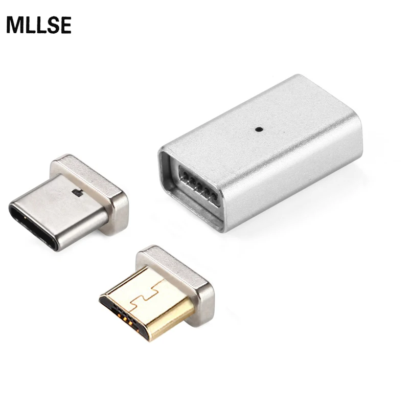 MLLSE 2 в 1 Магнитный адаптер Micro USB + TYPE C зарядный кабель конвертер для SAMSUNG Xiaomi HUAWEI LG