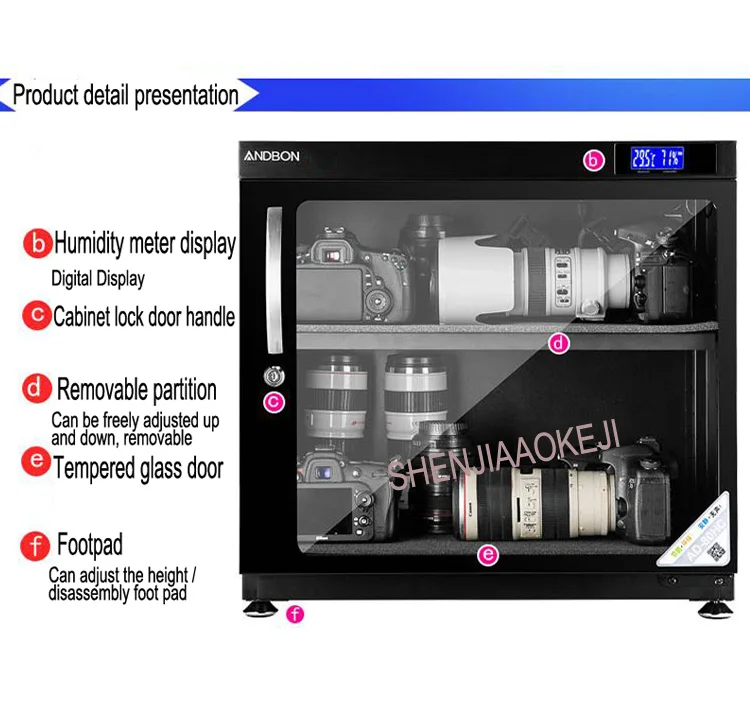 Электронный влагонепроницаемый бокс AD-80HC светодиодный сушильная печь 80L SLR хранения линз влагостойкая камера сушка хранения-шкаф 220V