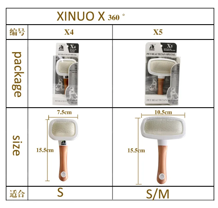 Фирменная xinuo Высококачественная ручка осыпающаяся деревянная щетка для собак и кошек, триммер для ухода за мехом, гребень, инструмент X4 X5, специальное изделие для домашних животных