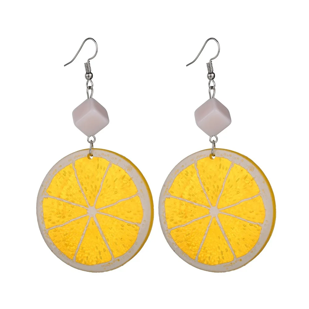 

2018 New Summer Style Fashion Fruits Lemon Drop Earrings best gifts for Women Korean Fashion Long Acrylic Earrings Jewelry