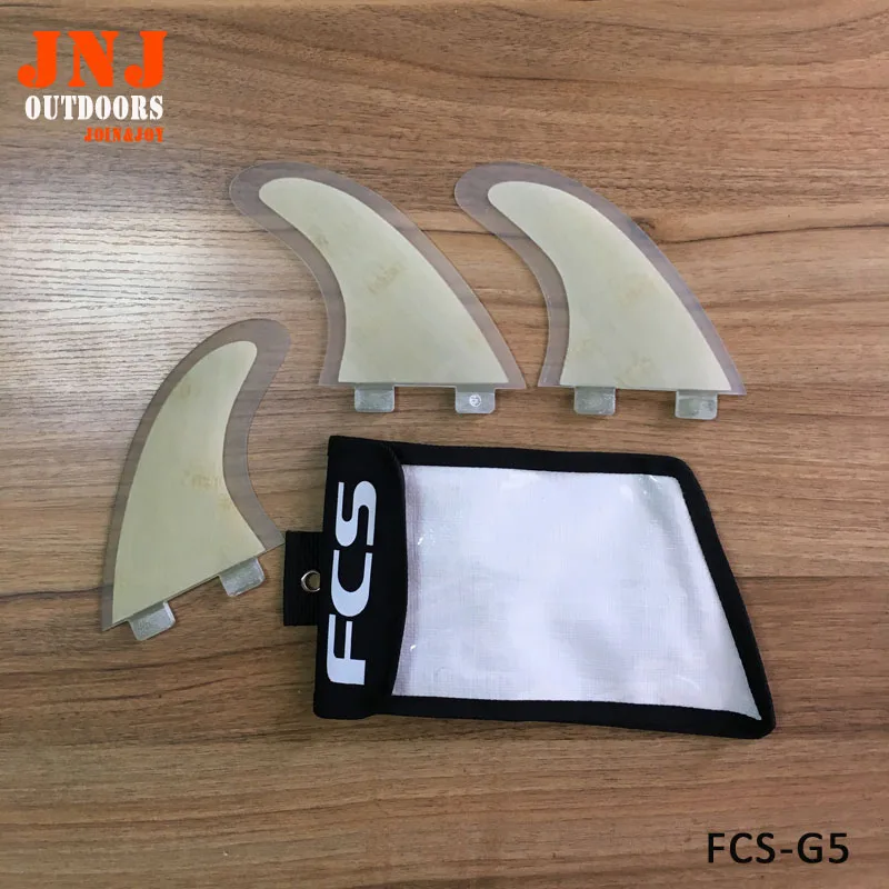 FCS Fiberglass FCS surfboard fin with bamboo veneer FIN G5 with bagin Surfing from