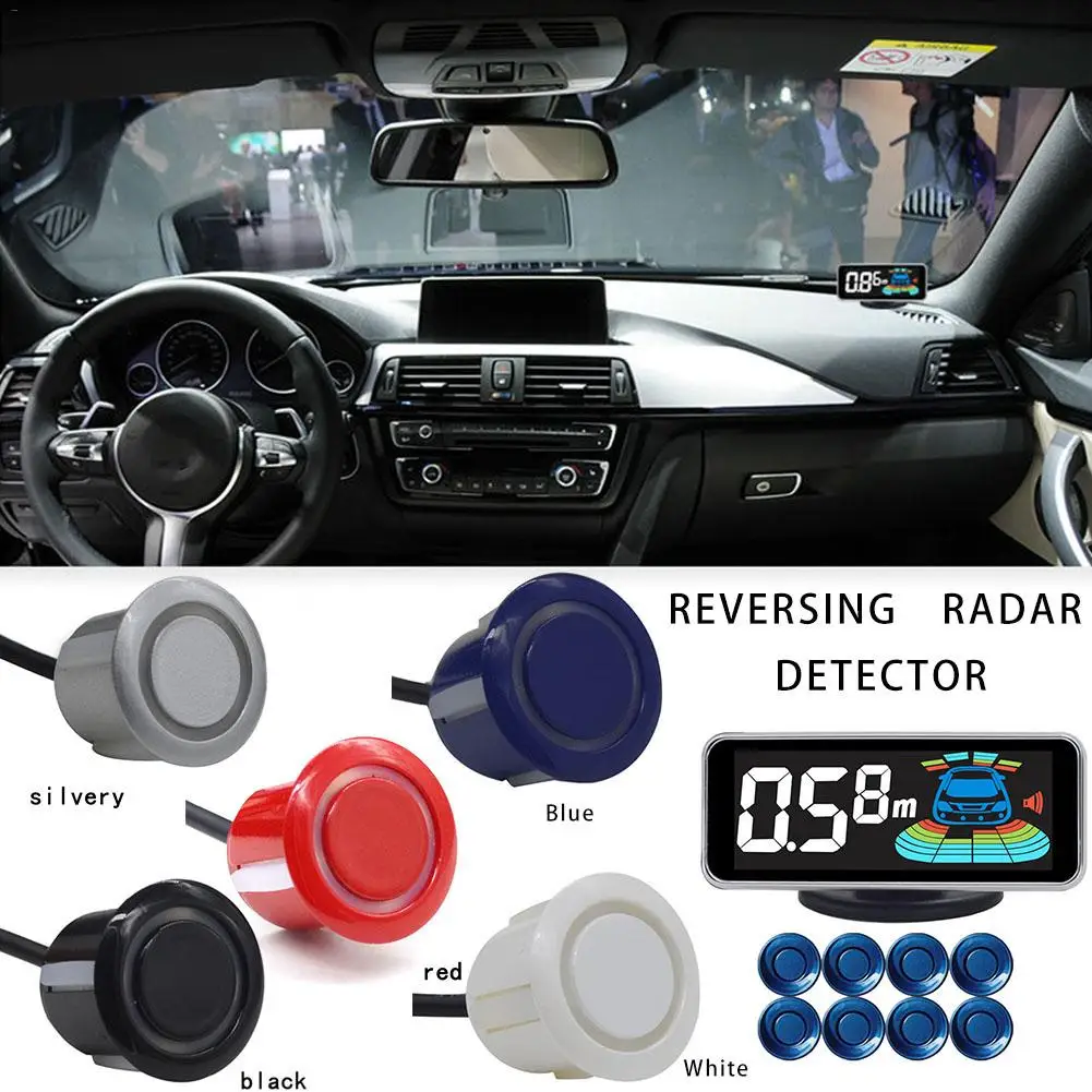 8 sensores Sensor de aparcamiento de voz coche de marcha atrás Radar de aparcamiento Detector de coche asistencia de estacionamiento Radar de marcha atrás