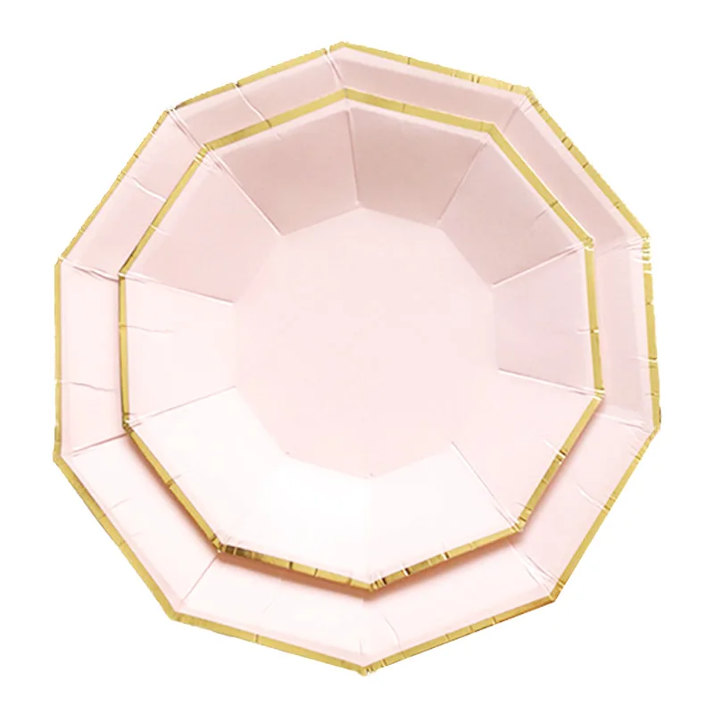 

Exquisite Rose Gold Children's Birthday Party Disposable Tableware Set Pink Blue Plate Napkin Cake Stand Party Decoration BS