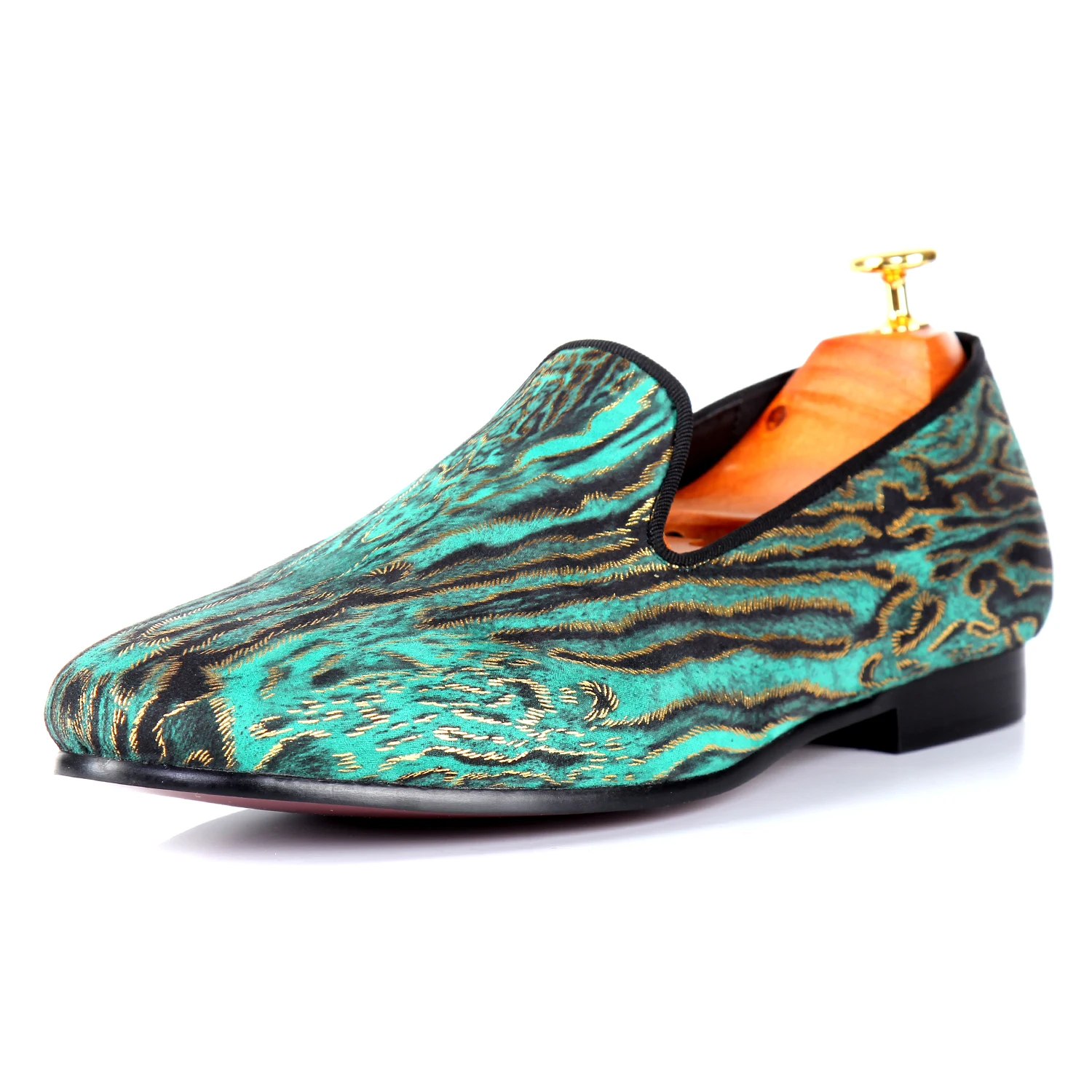 Harpelunde Hot Sell Men Shoes Animal Print Driving Loafers Green Flat