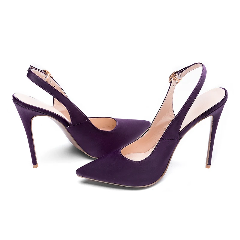 Western punta Shallow Party Wetkiss Women blu Stiletto Shoes punta Moda a Satin Heels Ladies viola Autumn Slingback High Pumps dx8PB8