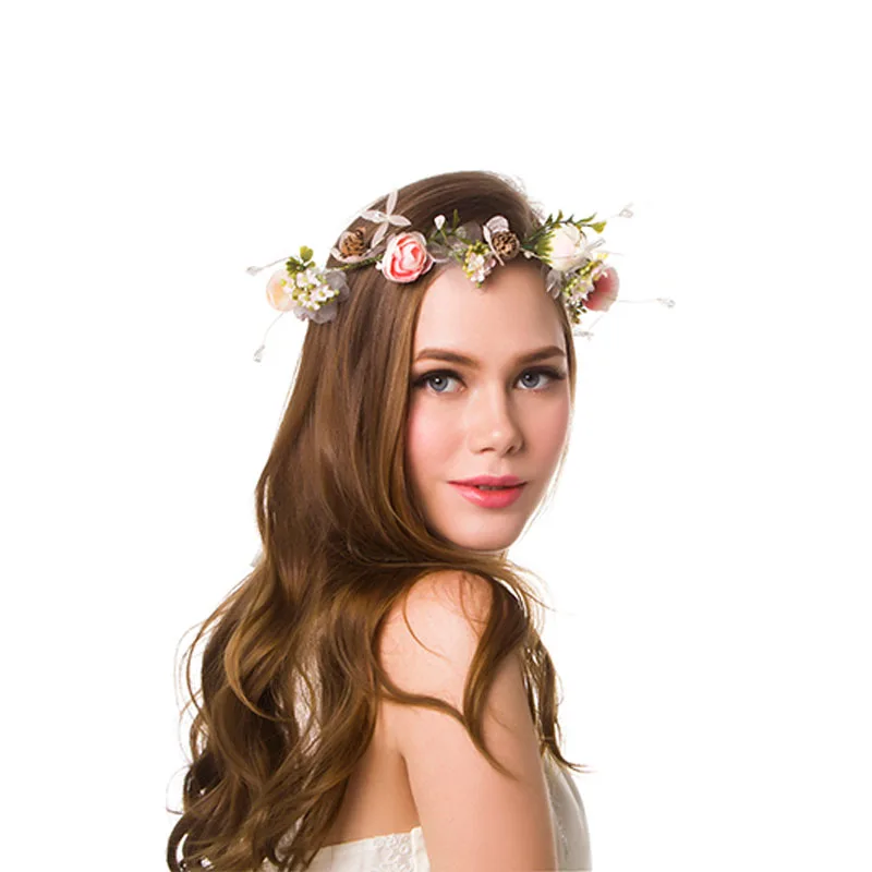 EVER FAIRY/корона с цветами для девочек; Свадебный веночек с розами и фруктами; повязка на голову с цветочными гирляндами; повязка на голову; женские аксессуары для волос