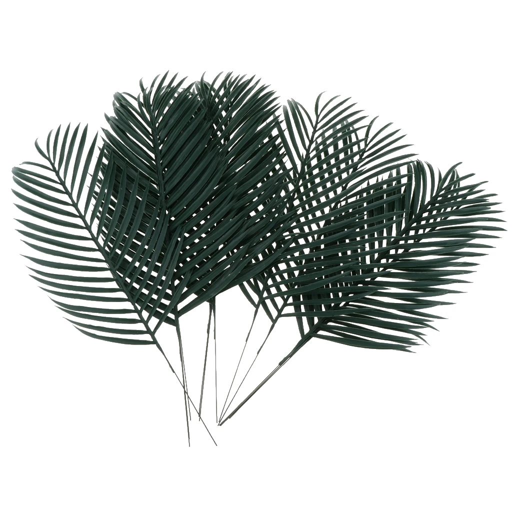 12Pieces Artificial Palm Leaf Cycas Leaves Household Office Decorative Plastic