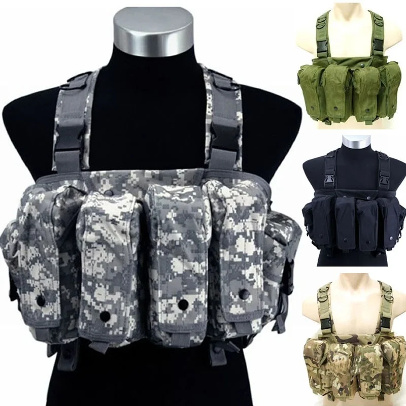 Camouflage Tactical Vest Airsoft Ammo Chest Rig Magazine Carrier Combat