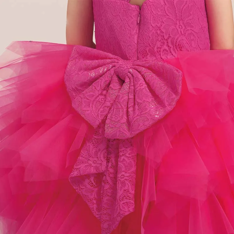 2019 коллекция для девочек Пышное Платье Пышная юбка Тюль День рождения Чай длина стиль ребенок танцы крест стильные ремни