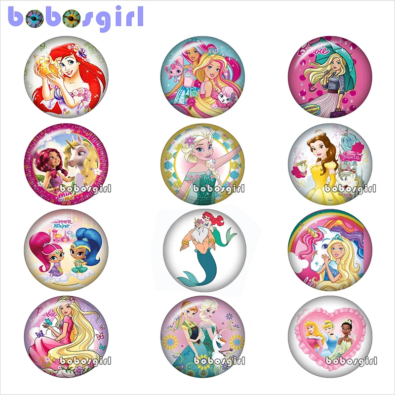 

cartoon girls beauty glass snap button jewelry DIY Round photo cabochons flat back TW1050
