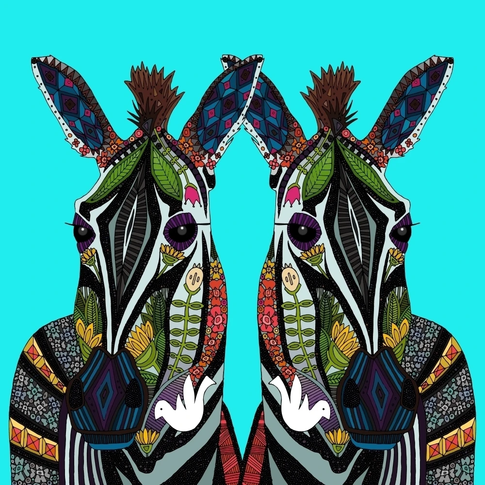 zebra love (Variant 1) Poster Print by Sharon Turner (9 x 4)