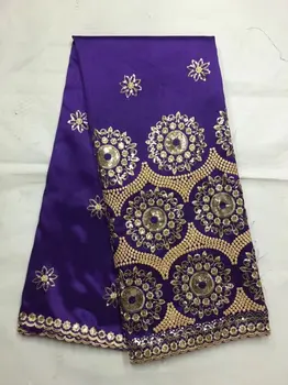 

African George Lace Indian Design For Nigerian Wedding Dress Tissu Sequined Line Embroidered Guipure Lace Silk Fabrics B8-12-1