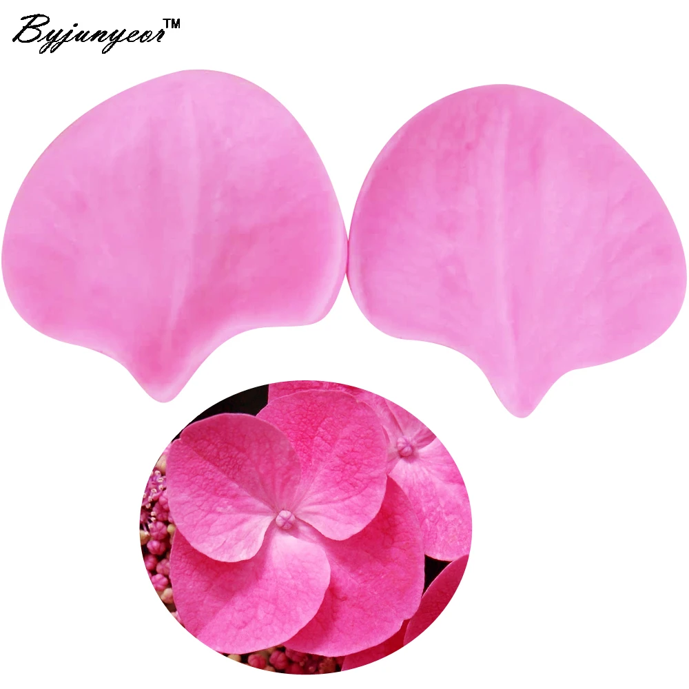Byjunyeor M461 Hort nsia Folha Flor P tala Bolo De Silicone Moldes 
