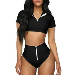 Для женщин Спортивное бикини пуш-ап молния Регулярный одежда для купания купальник пляжный костюм провода бесплатно (боди Pad с Pad Broadcloth